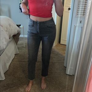 Gray ankle jeans w/ sparkly hem